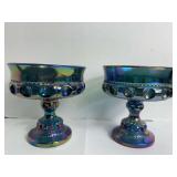 Kings Crown Carnival Glass Compotes