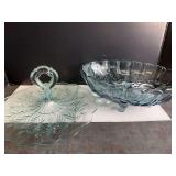 Glass Tidbit Tray and Fruit Bowl