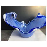 Art Glass Blue Swirl Bowl