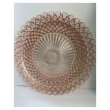 Pink Depression Glass Cake Plate Platter
