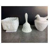 Fenton Milk Glass Bell and Other Milk Glass