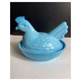 Slag Glass Small Hen on Nest - Hisey Glass