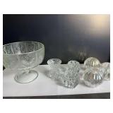 FTD Oak Leaf Compote and Glass Candleholders