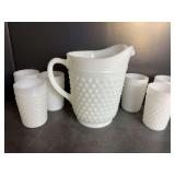 Hobnail Pitcher and Glasses