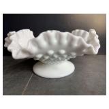 Milk Glass Ruffled Edge Candy Dish