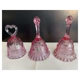 Fenton Pink Glass Bells - 3