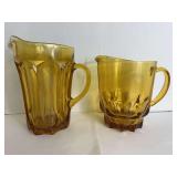 2 Vintage Amber Drinking Pitchers