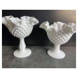 Hobnail Milk-Glass Compotes -2