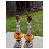 Pair of Amber Glass Accent Lamps