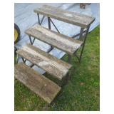 Four-Tier Display Stand with Wood Shelves