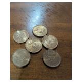 6 SACAGAWEA ONE DOLLAR COINS