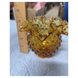 AMBER FENTON FLUTED GLASS VASE