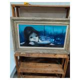 SIGNED L WILLIAMS - BIG EYES PAINTING ON CANVAS 38X23