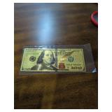 24 KARET GOLD PLATED REPLICA OF THE US 100 DOLLER BILL