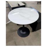 NEW - MARBLE TOP BISTRO TABLE WITH METAL BASE 30 INCHES ROUND AND 31 INCHES TALL