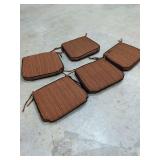 5 PATIO CHAIR CUSHIONS WITH TIE DOWNS