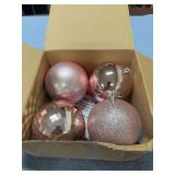 FOUR PINK CHRISTMAS BALLS