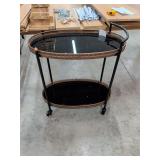 NEW - BRASS METAL ROLLING TEA BAR CART - 30X16X34
