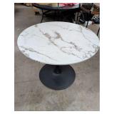 NEW - FAUX MARBLE TOP WITH METAL BASE PATIO TABLE - 39 INCHES ROUND AND 29 INCHES TALL