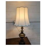 VINTAGE HEAVY BRASS LAMP WITH SHADE 39 INCHES TALL