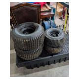 SET OF 4 RIDING LAWN MOWER TIRES AND RIMS - 20X8.00-8 AND 15X6.00-6
