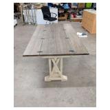 NEW - HIGHWORTH - FLIP TOP FARMHOUSE CONSOLE AND DINING TABLE COMBO - TOPS FLIP OVER TO MAKE A DINING TABLE - 64X18X31 - AND 64X36X31 WITH TOPS FLIPPED OVER