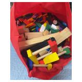 BAG OF WOODEN TOY BLOCKS