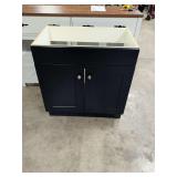 PROJECT SOURCE 30 INCH VANITY - NAVY BLUE FINISH BASE WITH BRUSHED NICKEL KNOBS
