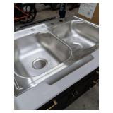 ELKAY STAINLESS STEEL DOUBLE BOWL KITCHEN SINK 33X22 4 HOLE