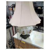 VINTAGE FALKENSTEIN GREEN OPALESCENT FLOWERED LAMP