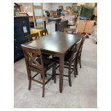NEW - LASHBROOK 7 PIECE HIGH TOP DINING SET - TABLE WITH 6 STOOLS - TABLE MEASURES 60X36X36 - STOOLS ARE 25 INCHES FLOOR TO SEAT