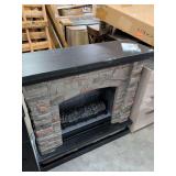 ALLEN ROTH - GRAY STACKED FAUX SANDSTONE ELECTRIC FIREPLACE WITH REMOTE CONTROL - 42 1/2 X 14 X 41 1/2