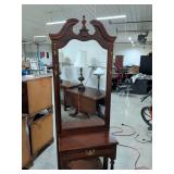 CHERRY HALL TREE WITH MIRROR AND 1 DRAWER 27X13X82