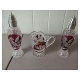 Hofbauer Lead Crystal Creamer and Salt & Pepper Shakers