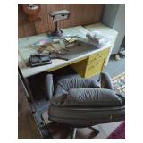 Office Desk, Chair, Lamp, and Storage Cabinet
