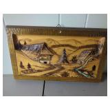 Wood Carved Landscape Wall Hanging