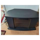Black Octagonal Television Stand with Glass Door