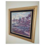 Framed Harbor Scene Print
