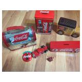 Coca-Cola Themed Tins and Toy Vehicle