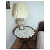 Painted Floral Table Lamp with Mersman Table