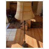 Ornate Metal Floor Lamp with Fabric Shade
