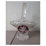 Echt Bleikristall Lead Crystal Basket with Bird Motif