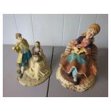 Bisque Figurines: Seated Woman and Flute Player Grouping