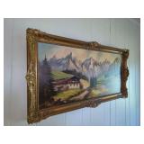 Landscape Oil Painting with Ornate Frame