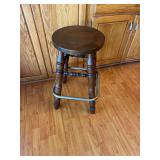 Wood Barstool with Brass Footrest