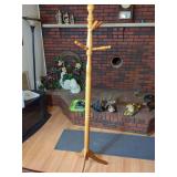 Wooden Coat Rack with Tripod Base