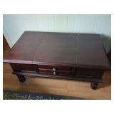 Wood Coffee Table with Lift-Top and Drawer Storage