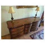 French Provincial-Style Dresser with Two Lamps
