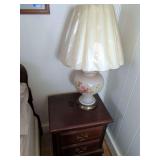 Nightstand With Floral Table Lamp