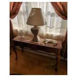 Table with Lamp and Cat Figurine